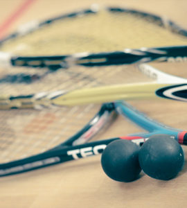 Squash balls and racquets